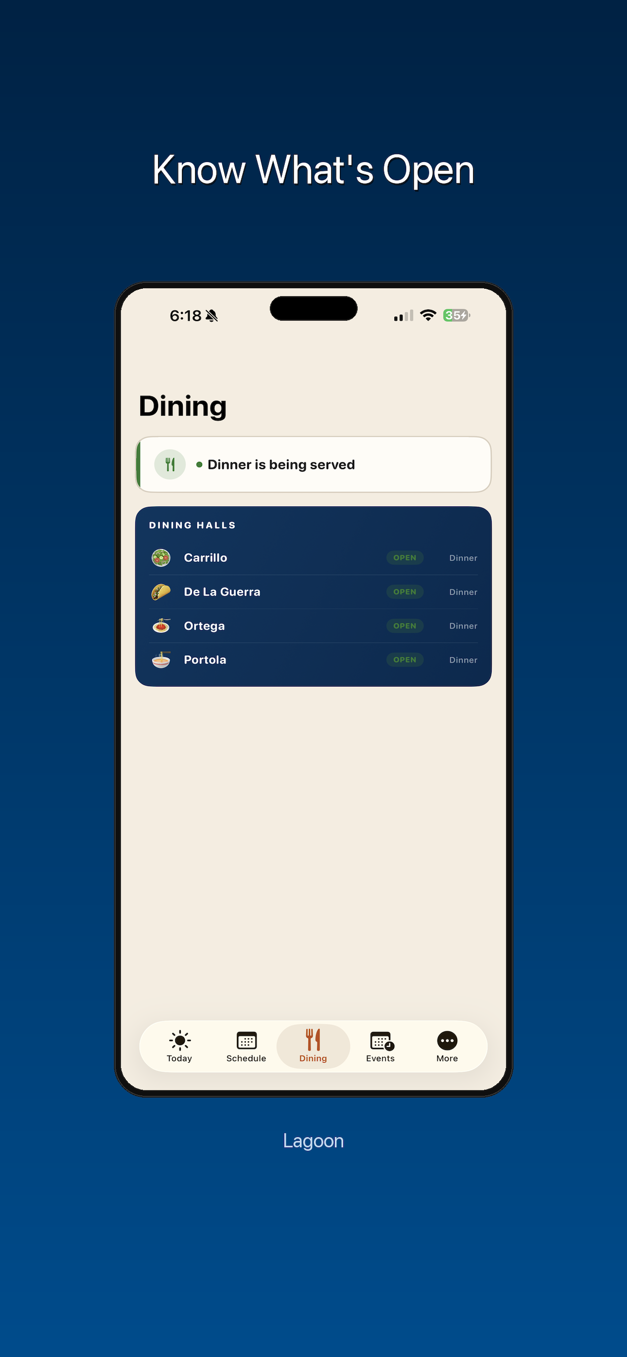 Lagoon dining screen screenshot